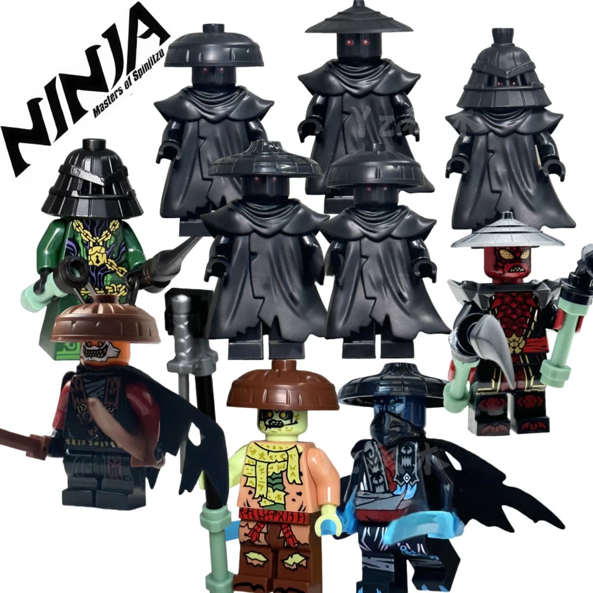 Ancient Master Forbidden Five Member Shadow Ninja Robe Windbreaker Black Robe Building Blocks Magnetic Tiles Children's Toys