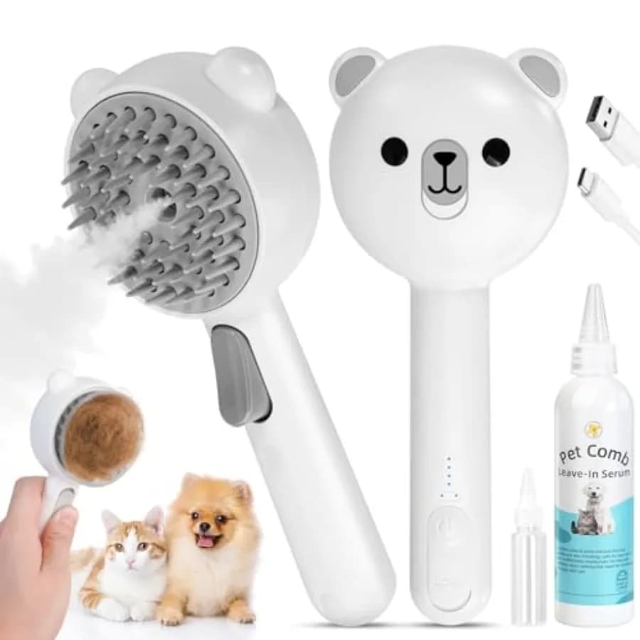 Brh a vapore per animali domestici 4 in 1 per gatti, cani, gatti, per gatti al coperto, strumento per toelettatura autopulente con shampoo senza acqua per animali domestici