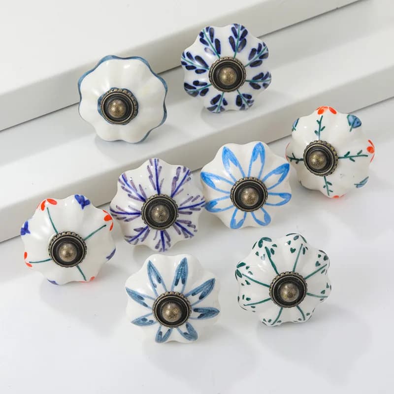 Modern Country Style Ceramic Cabinet Drawer Handles Kitchen Cabinet Door Pulls Furniture Hardware Knobs for Wardrobe Cupboard Ba