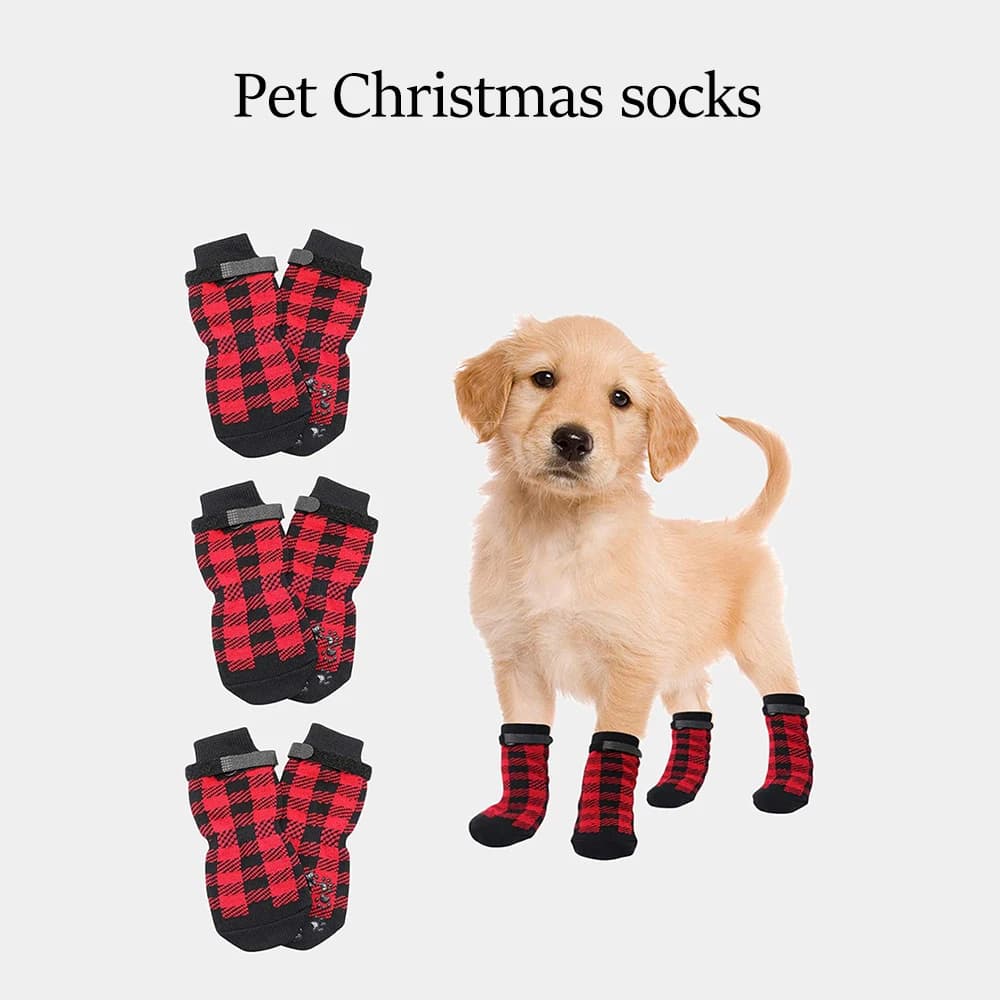 4 pieces/set socks for pets socks socks for dogs and cats waterproof non-slip shoes for outdoors big and small dog shoes