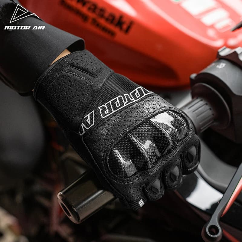 Guanti da Moto Motor-Air Nuovi in Fibra di Carbonio, Protettivi, Traspiranti Estivi, in Vera Pelle di Capra, Antiscivolo e Resistenti all'Usura