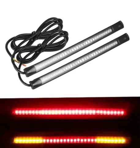 HAOLIDE 2 pz. Barra Luminosa Flessibile a 48 LED per Moto, Striscia Luminosa Posteriore, Indicatore di Direzione, Luce Freno Posteriore, Lampada Stop, per Uso Fuoristrada 12V 24V