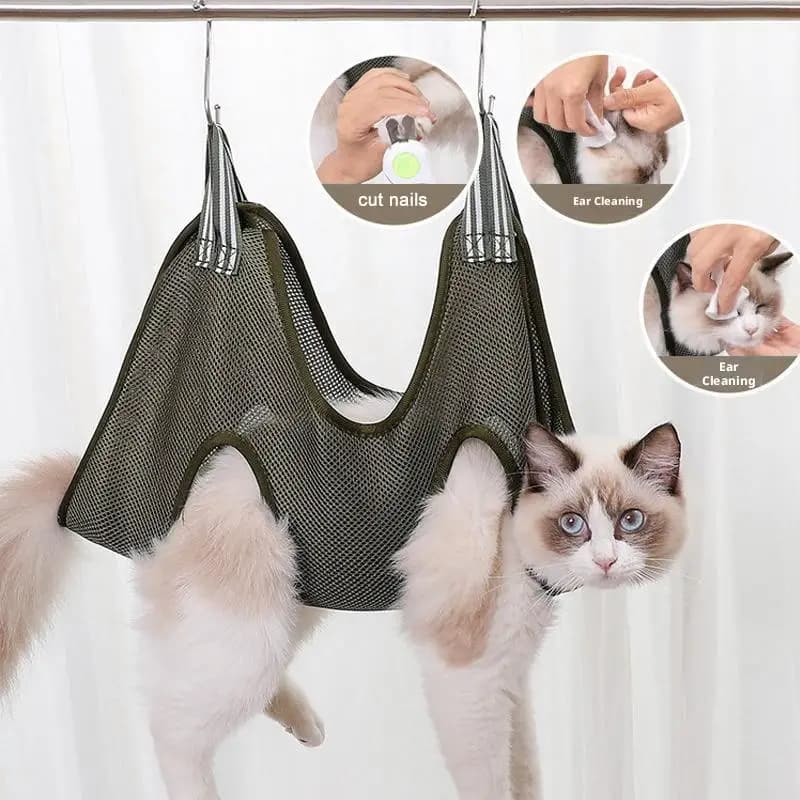 Pet Grooming Hammock Breathable Mesh Cat Dog Grooming Sling Harness For Nail Trimming Washing Ear Cleaning Restraint Bag