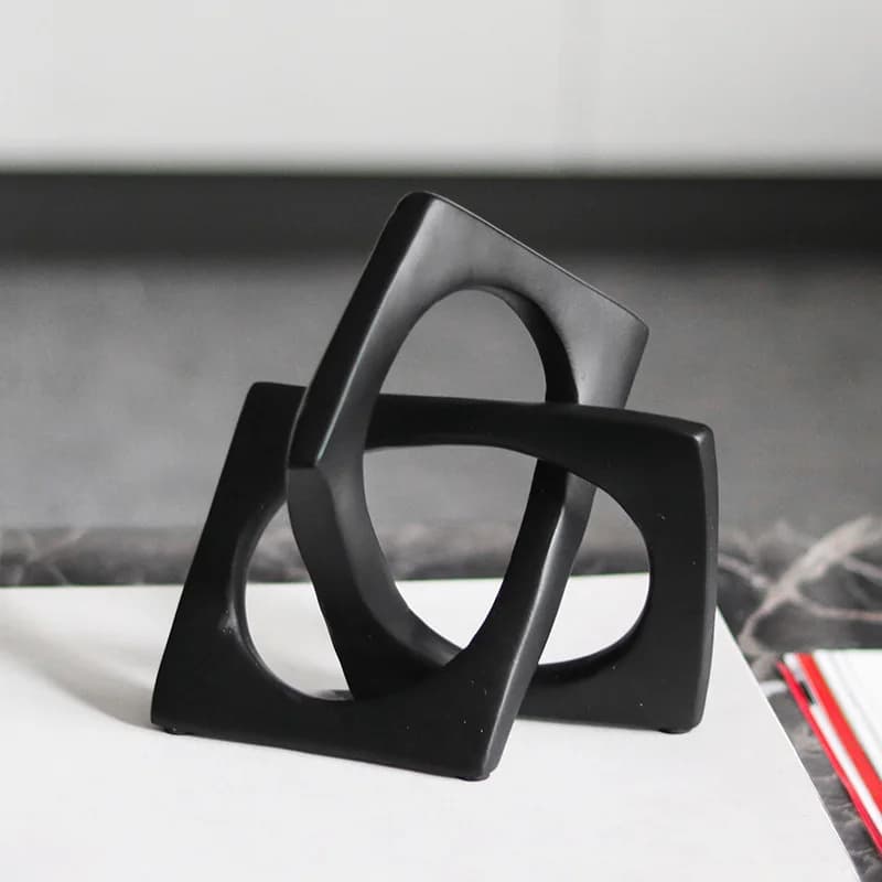 Scultura geometrica moderna, ornamento creativo ad anello quadrato irregolare per soggiorno, esposizione artistica decorativa per hotel