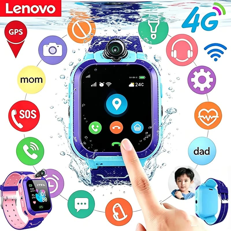 Lenovo 5G Waterproof Children Smart Watch SOS GPS Location Sim Card Call Camera Kid SmartWatch Boy Girl Gift For Ios Android2026