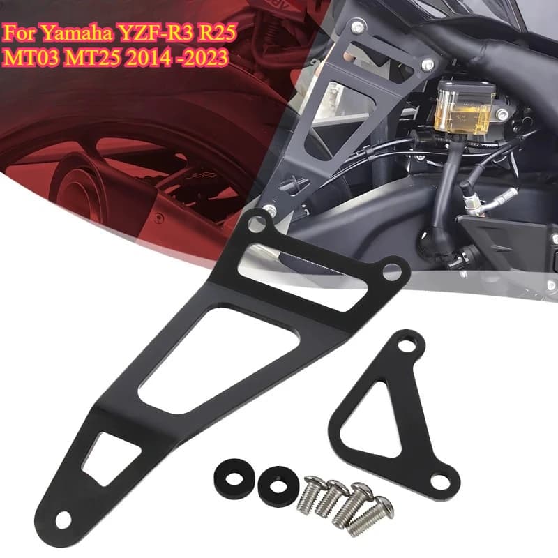 Motorcycle Rear Footrest & Exhaust Pipe Hanger Mount Bracket Modified Parts For Yamaha YZF-R3 R25 MT03 MT25 2014 -2023