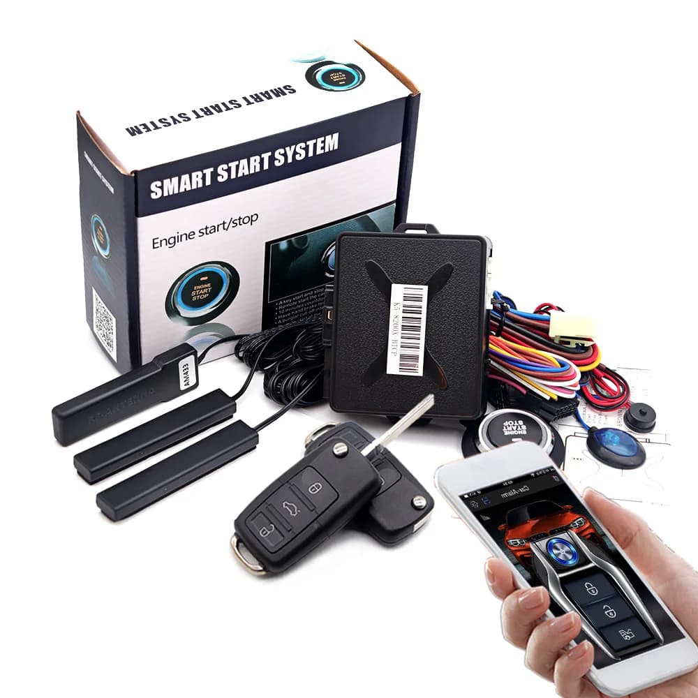 Kirbin Sistema di pulsanti di avvio Allarme per auto con avvio automatico Chiusura centralizzata universale Arresto di avvio automobilistico Kit di avviamento remoto per Golf