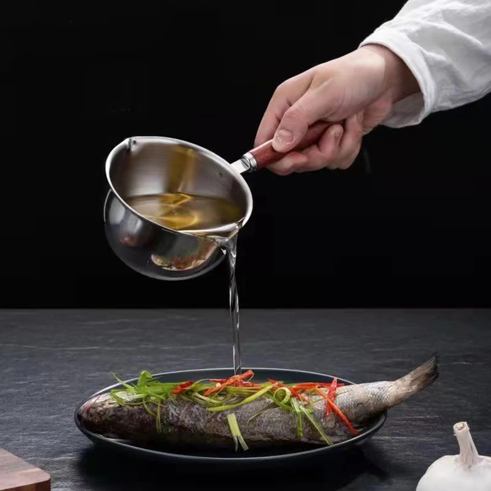 410 Stainless Steel Mini Butter Warmer Pan Small Saucepan for Kitchen 300ml for Butter Oil Milk Heating