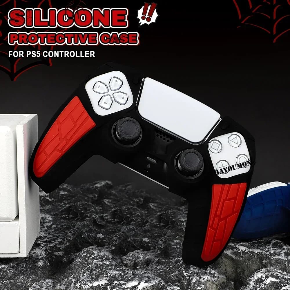 Custodia Protettiva Antiscivolo in Silicone per Controller PS5, Adesivo Touchpad a Forma di Ragno per Gamepad PS5 PRO SLIM, Accessori