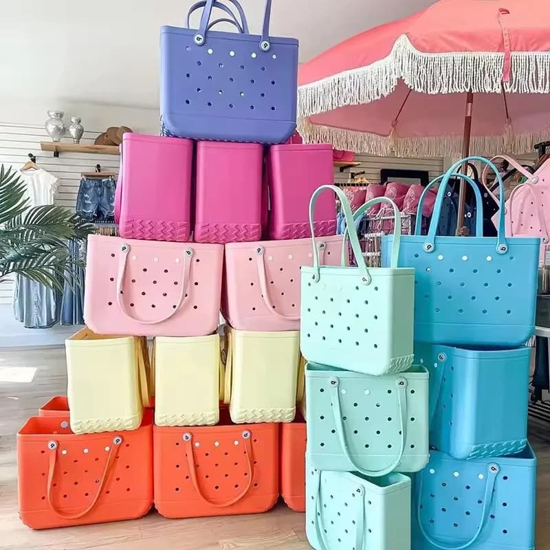 Borsa da Spiaggia Grande Yang-Fashion in EVA, Cesto Portaoggetti Impermeabile, Borsa da Viaggio e Shopping, Borsa a Spalla da Donna in Tinta Unita M/L