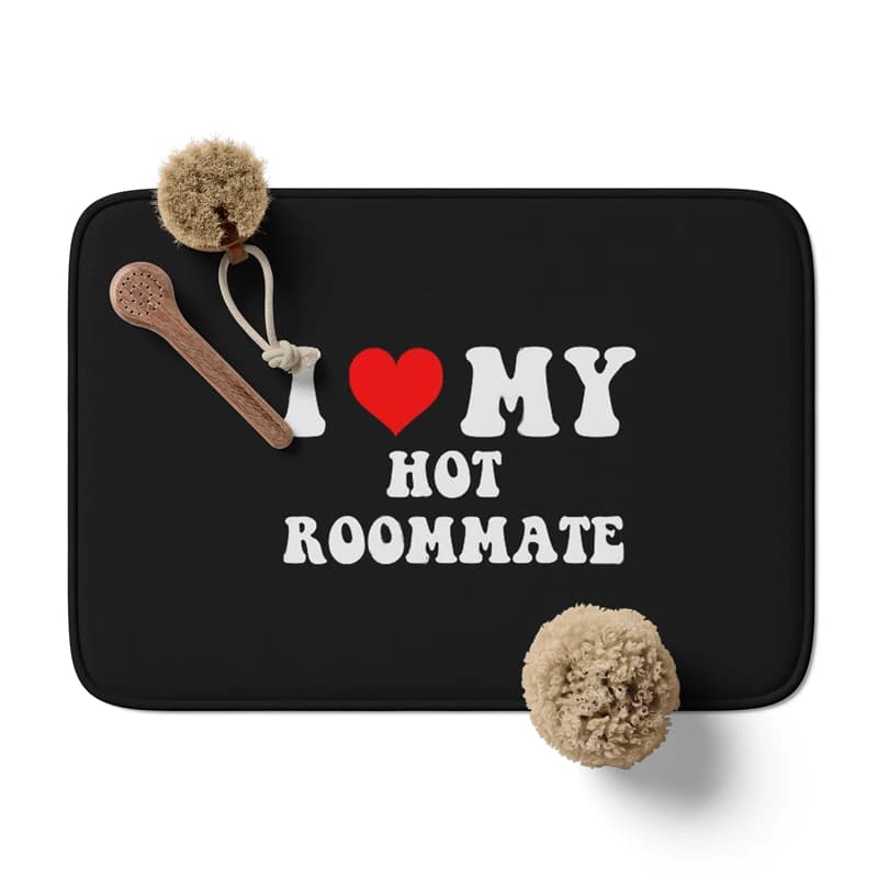 Gaslight Gatekeep Girlboss I Love My Hot Roommate Bathroom Mat with Non-slip Base Super Cute Flannel Bathtub