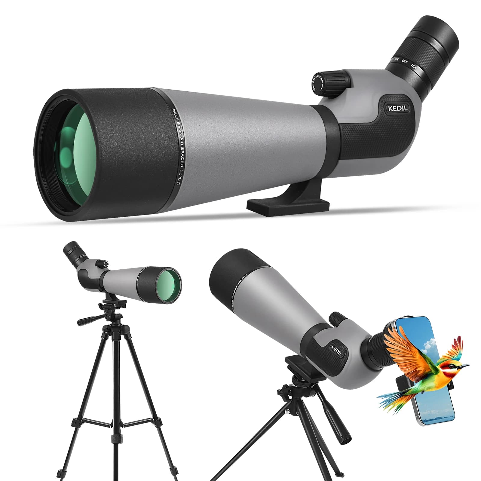 25-75x80 Upgrade Spotting Scope HD Large Field Powerful Zoom Monocular Telescope FMC BAK4 for Bird Watching Camping Outdoor