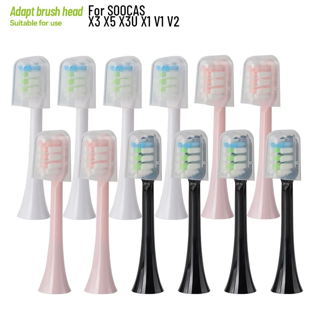 Replacement Brush Heads for SOOCAS X3U/X3Pro/X5/V1/D2/D3 6/12pcs Bristle Heads Electric Toothbrush Dupont Bristle Sealed Packed