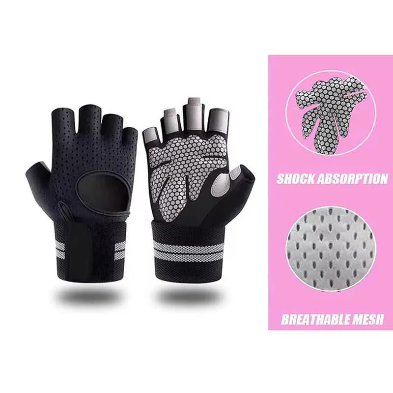 Men's and Women's Half-Diamond Cycling Gloves Anti-slip and Breathable Bike Accessories Wrist Gloves for Gym Exercises