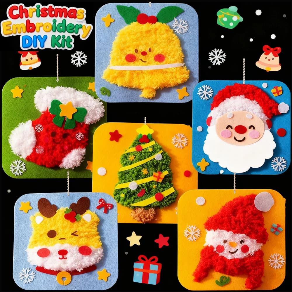 Kit da cucito natalizio per bambini Feltro Ornamenti natalizi Forniture artigianali Attività fai-da-te per cucito educativo Regalo per ragazzo e ragazza