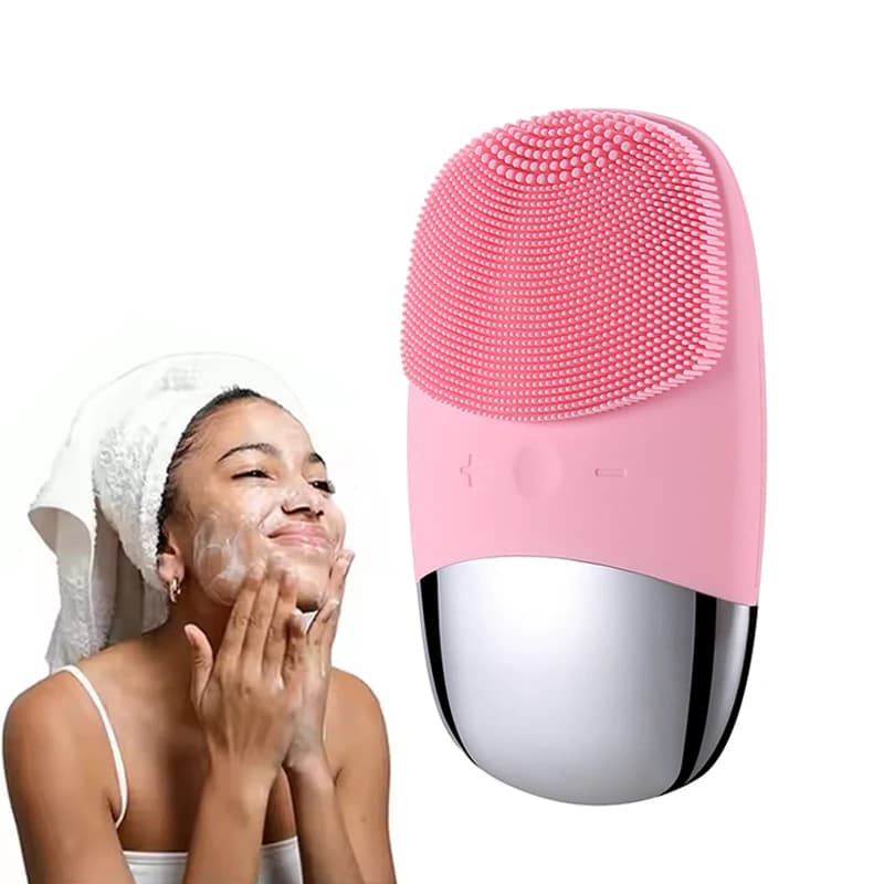 Spazzola Elettrica per Pulizia Viso in Silicone, Ricaricabile, con Motore a Ultrasuoni per Pulizia e Massaggio
