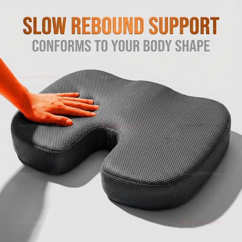Cuscino da Viaggio in Memory Foam a Forma di U per Sedia, Auto, Ufficio, Supporto per Fianchi, Traspirante e Confortevole, Cuscino Lombare