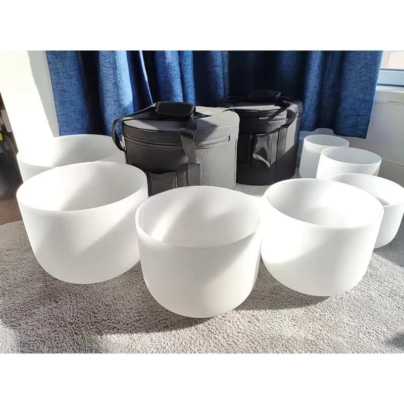 Hot Sale Sound Healing Instruments Chakra Tuned 99.99% Quartz Crystal Sound Bowl Frosted Quartz Crystal Singing Bowl