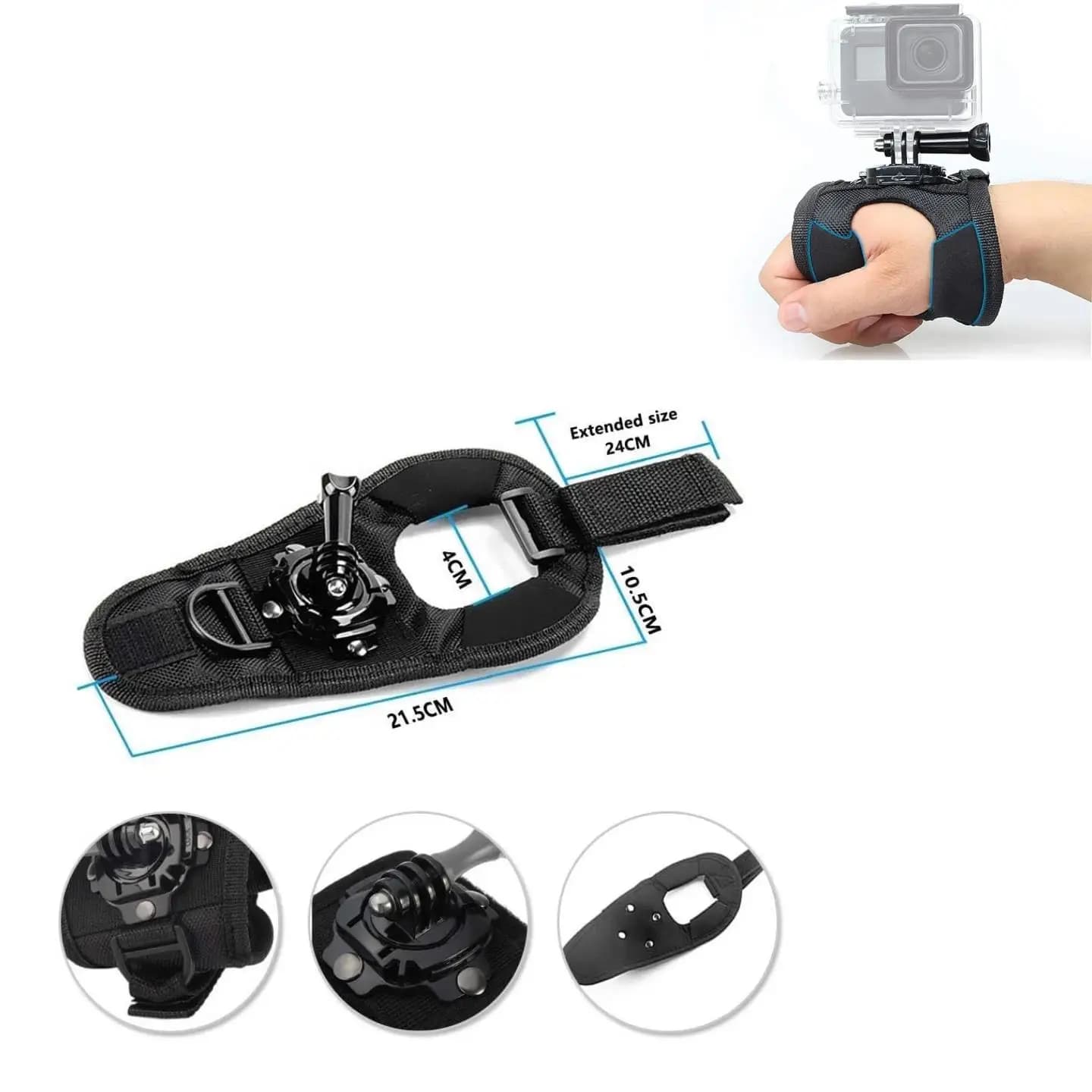 360 ° Supporto da Polso Rotante per GoPro Hero 13 12 11 10 9 8 7 6 5 DJI Osmo Action 5 Pro - Accessori per Fotocamera