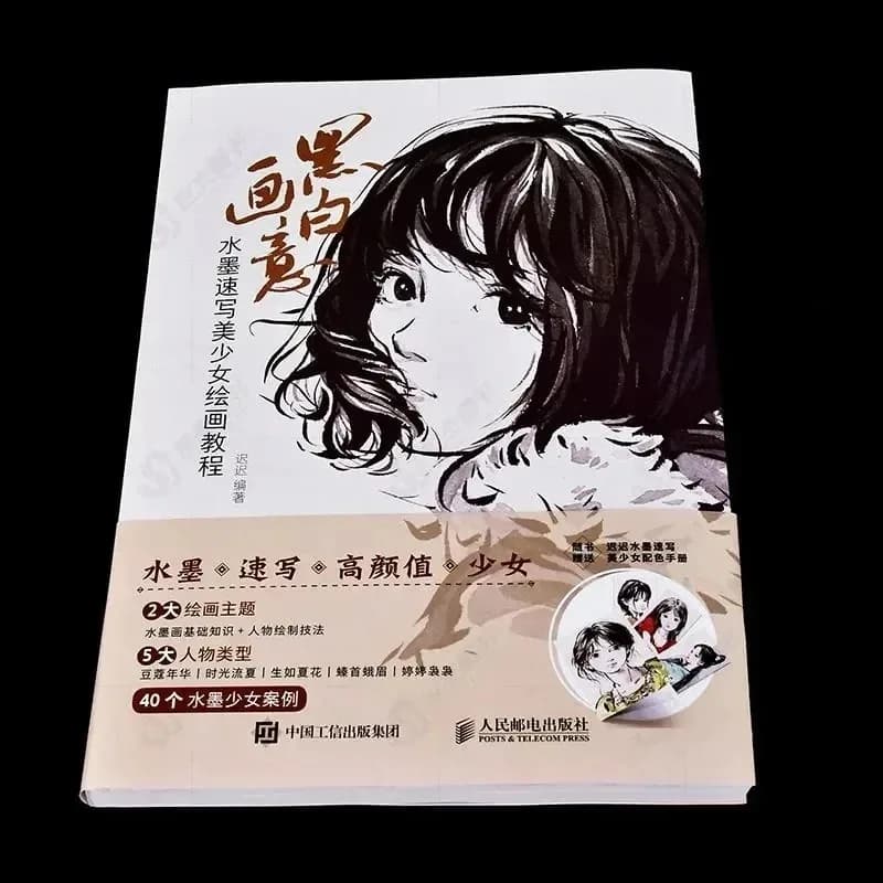 Ink Painting Tutorial Book Black and White Ink Sketch Book Girl Painting Chinese Style Comic Character Technique Art Book