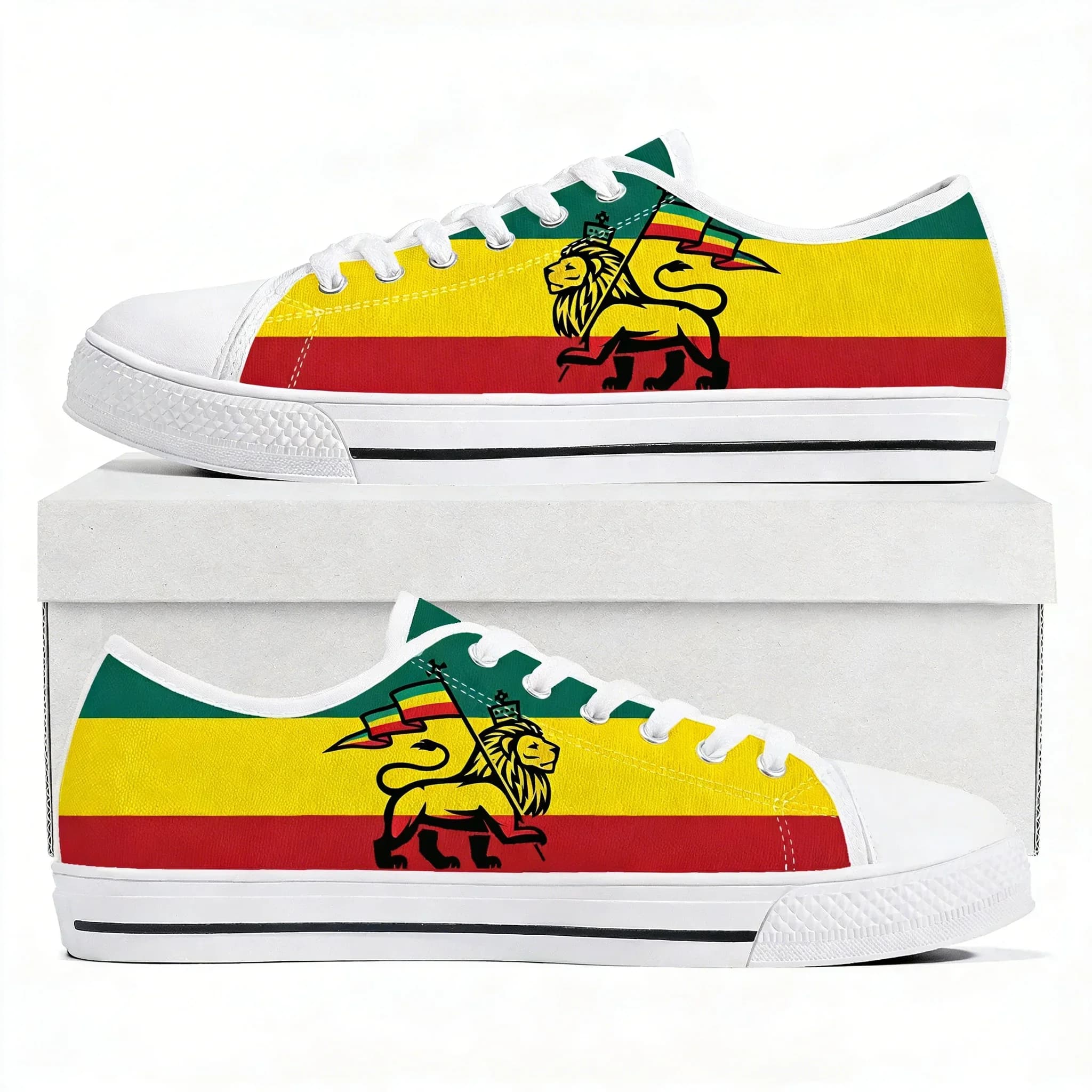 Reggae Rastafarian Rasta Rastafari Lion Of Judah Low Top Sneakers Mens Womens Canvas Sneaker Casual Shoes Custom Shoe