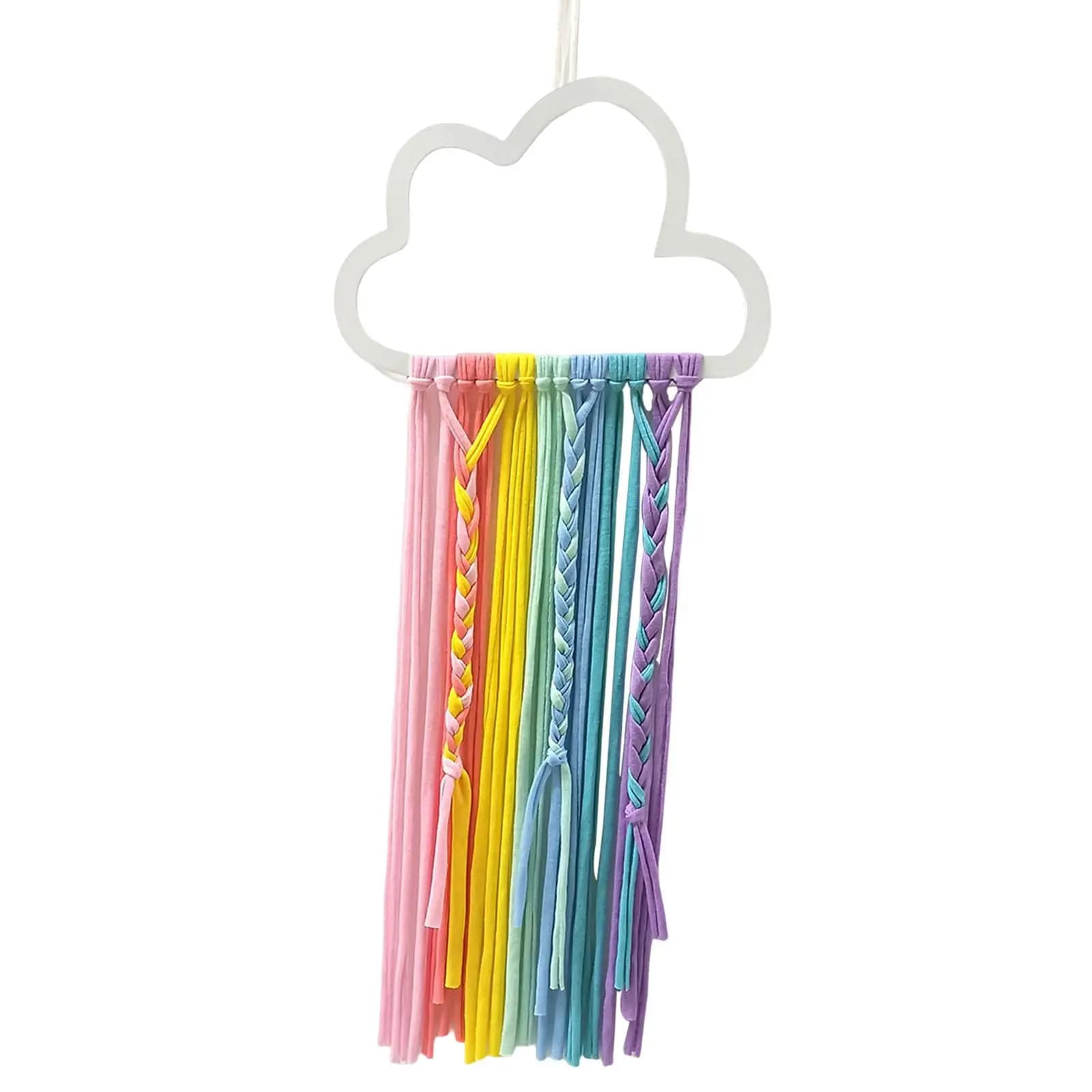 Handwoven Macrame Rainbow Tassel Tapestry Wall Art Decor for Kid Girl Room Nursery Playroom Cute Cotton Hanging Ornament