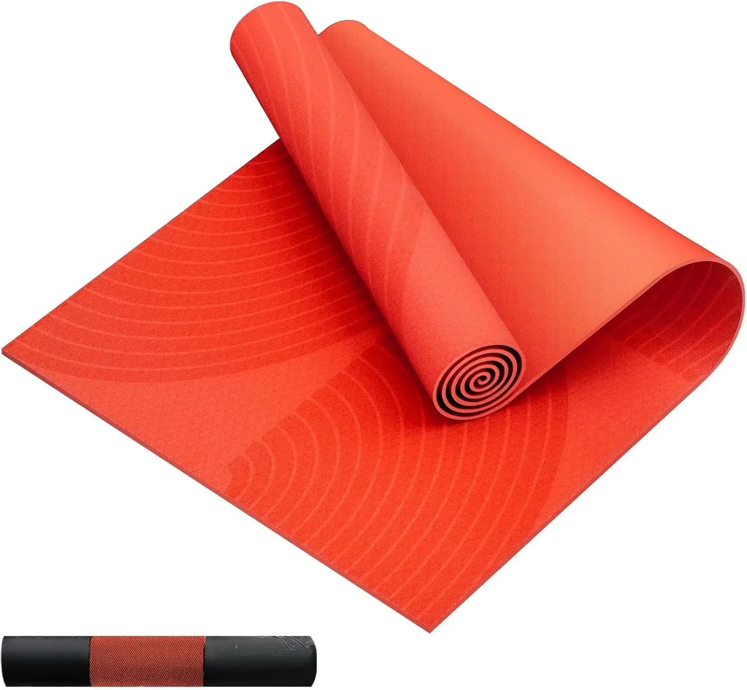 Tappetino Yoga in PVC Arancione per Casa, Palestra, Yoga, Pilates e Allenamenti con Ammortizzazione ad Alto Rimbalzo e Funzione Antiscivolo