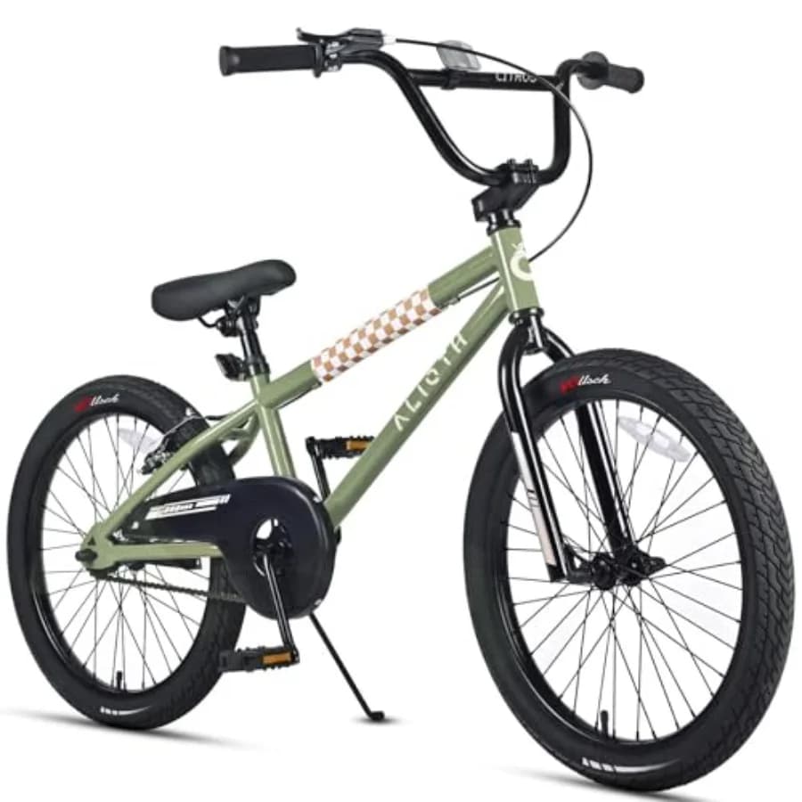 Bicicletta Stile BMX 12 14 16 Pollici con Ruote da Allenamento, Bici 20'' con Cavalletto per Bambini 2-14 Anni, Freno a Contropedale