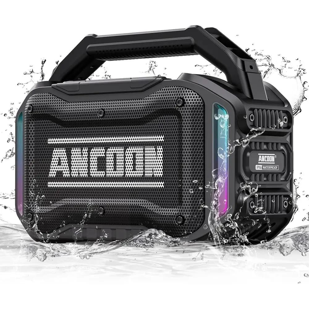 Altoparlante Bluetooth da 80W di Potenza di Picco con Bassi Potenti, 20 Ore di Autonomia, Impermeabile IPX6, Ideale per Esterni, Officine e Garage