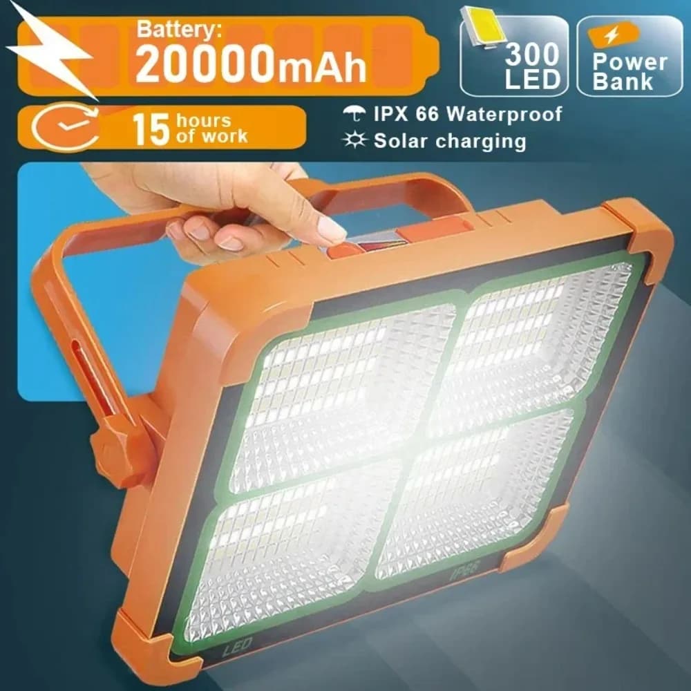 Camping Lantern 20000mAh Rechargeable Solar LED with Magnet, Power Flashlight, Power Bank and Emergency Lamp