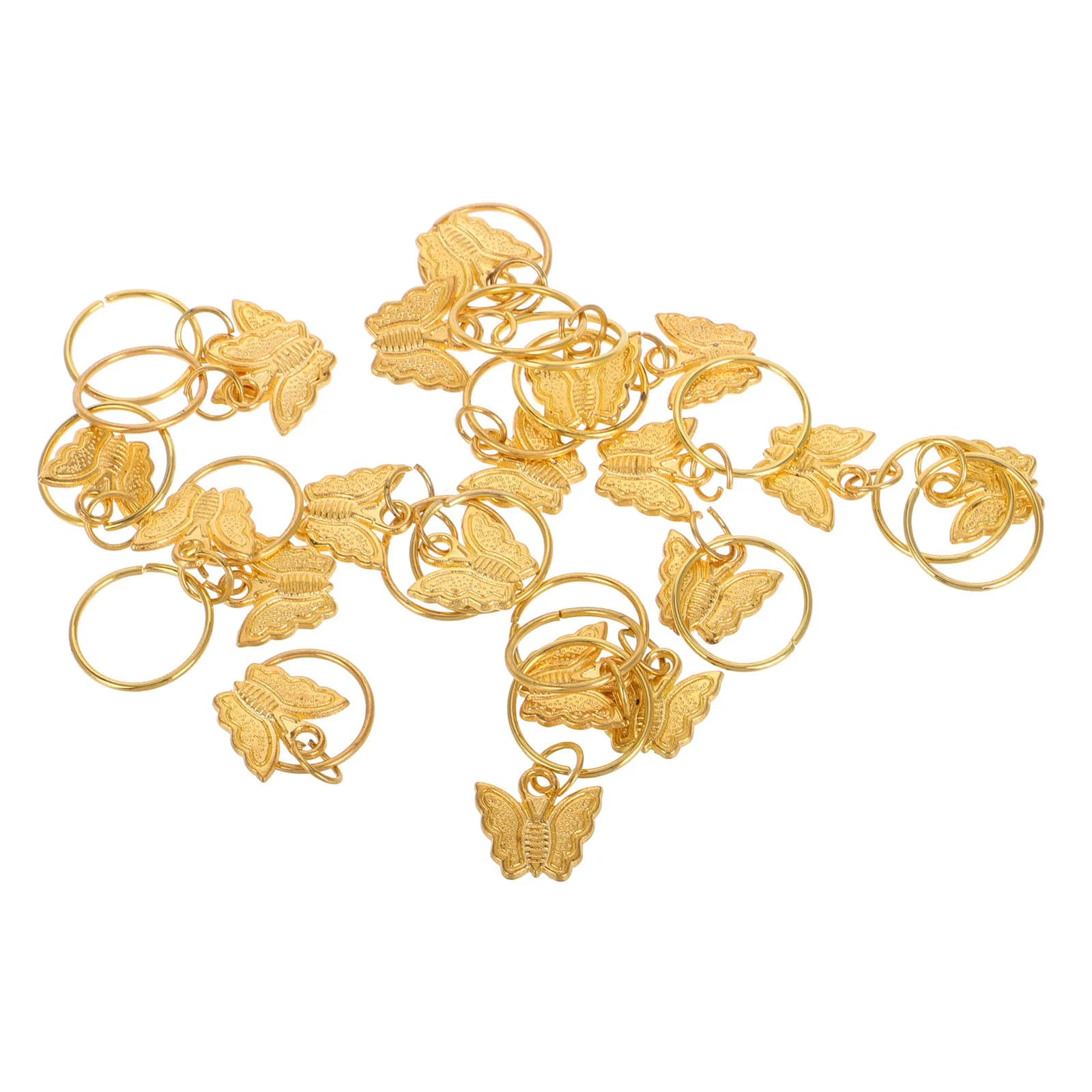 20Pcs Butterfly Hair Rings Braid Accessories Golden Clip Lightweight Metal Hair Charms Stylish Braids Jewelry for Special