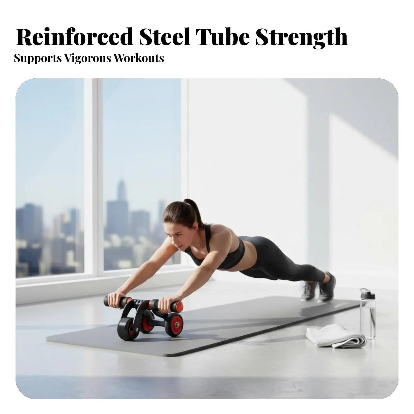 Ab Roller for Home Gym Exercise Equipment Core Workout Machine with Steel Frame and Knee Pad