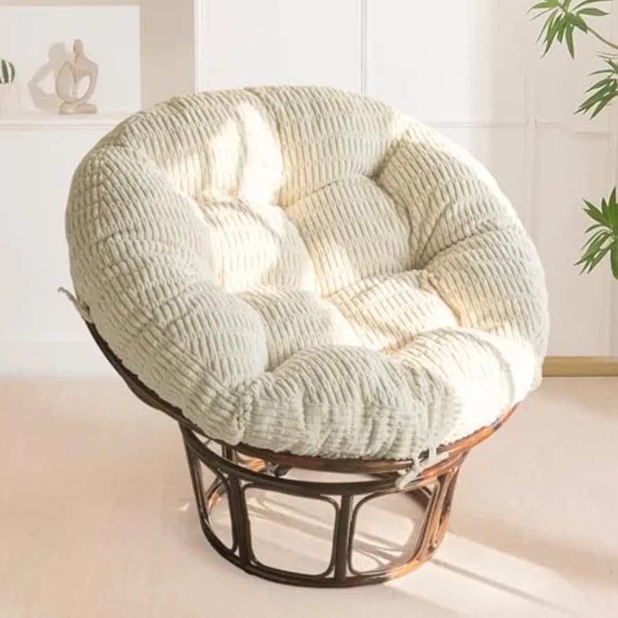 Papasan Chair Cushion with Thick Corduroy Cover Without Chair Supportive Cushion 48 x 48 Inch