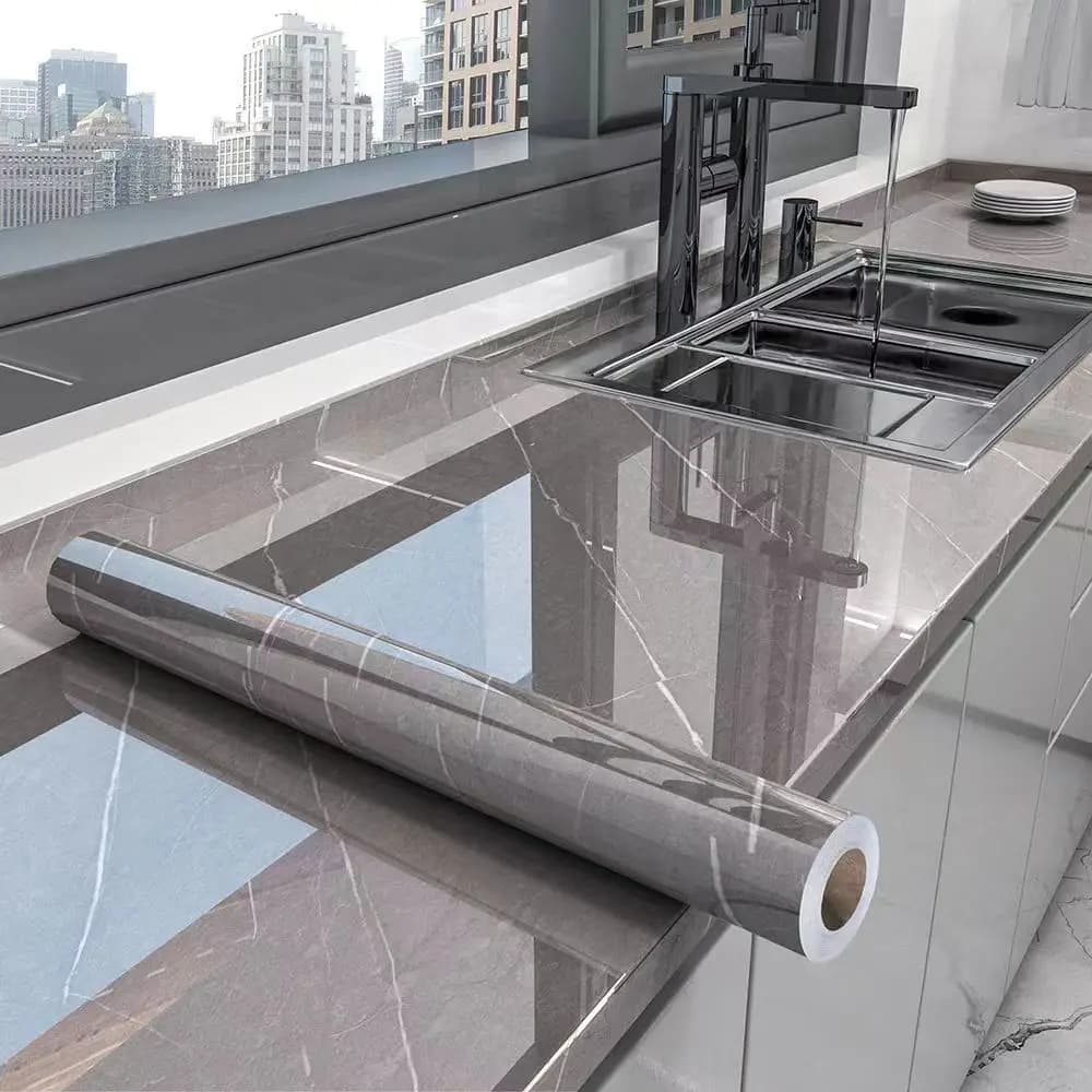 40cm Marble Kitchen Oil-Proof Film Stove Waterproof Self-Adhesive Wallpaper Countertop Bathroom Renovation Tile Wall Stickers
