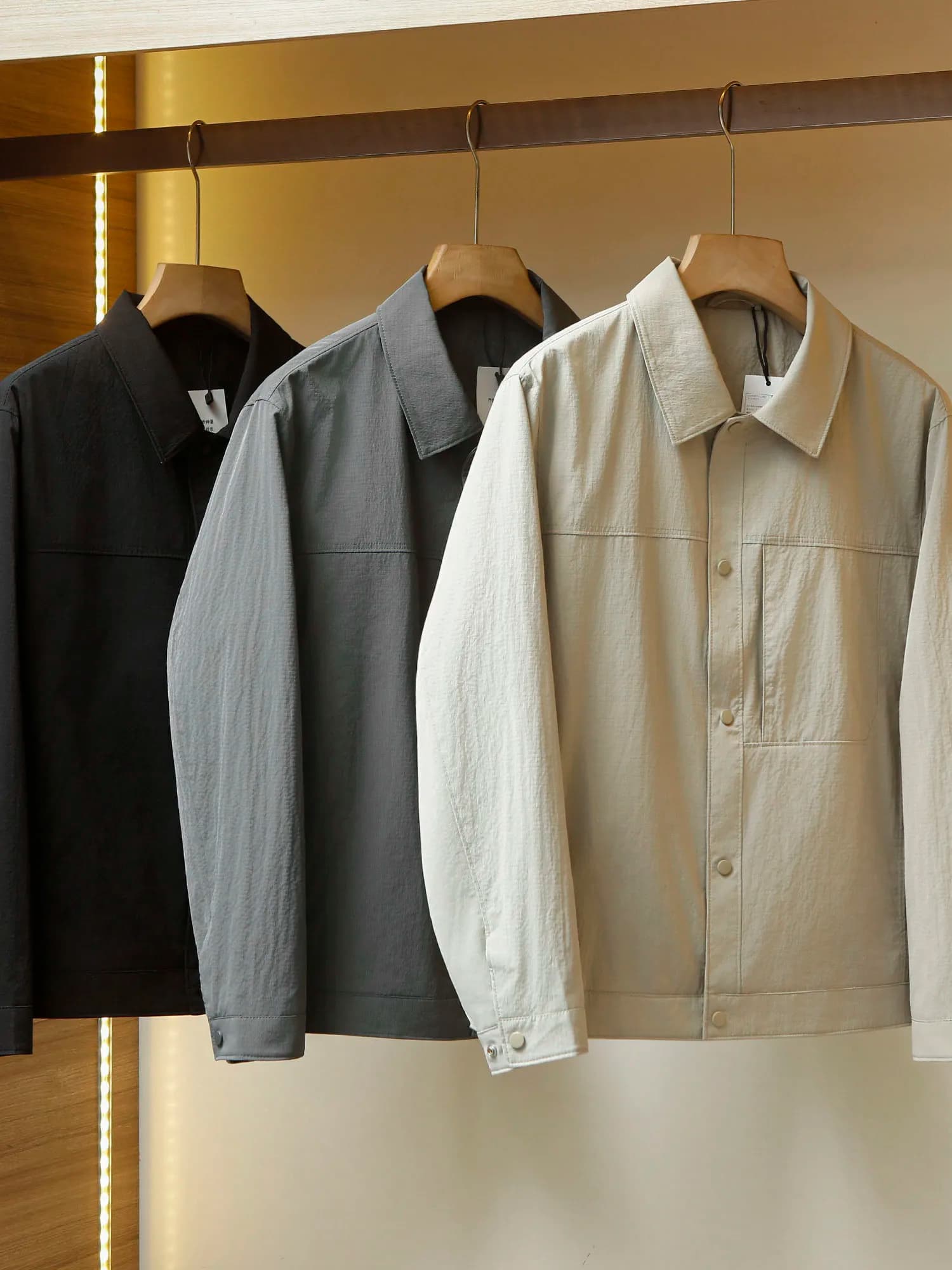 Business Casual Men's Jacket Commute Tidy Form Fit Spring Admin Collar Shirt Coat Standard Fit Long Sleeve Anti-Wrinkle