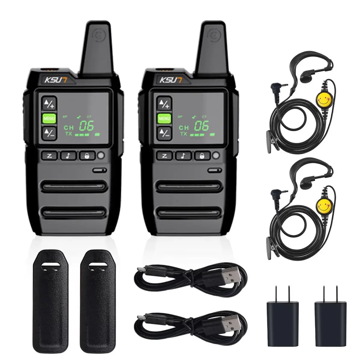 KSUN Licenza Gratuita GZ20 2 Pack Torcia USB Palmare PMR FRS Radio GMRS Walkie-Talkie per Sicurezza Hotel Caccia Campeggio Escursionismo