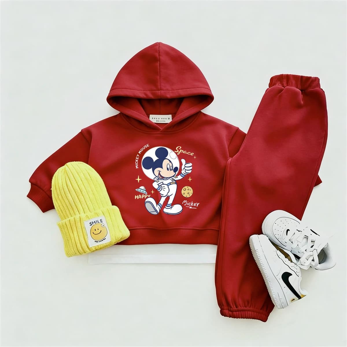 Set Due Pezzi Felpa e Pantaloni Stile Cartoon, Felpe con Stampa Mickey, Pantaloni Versatili e Larghi, Nuovo Abbigliamento Autunnale per Bambini