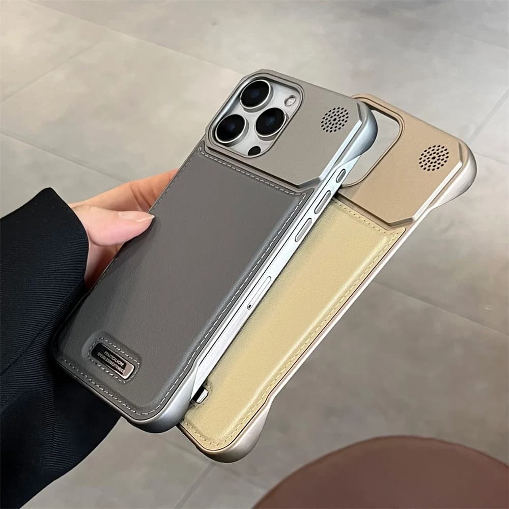 Custodia per telefono senza cornice magnetica in pelle classica di lusso per iPhone 15 16 17 Pro Max Air Plus 14 13 12 11 Custodia protettiva per placcatura