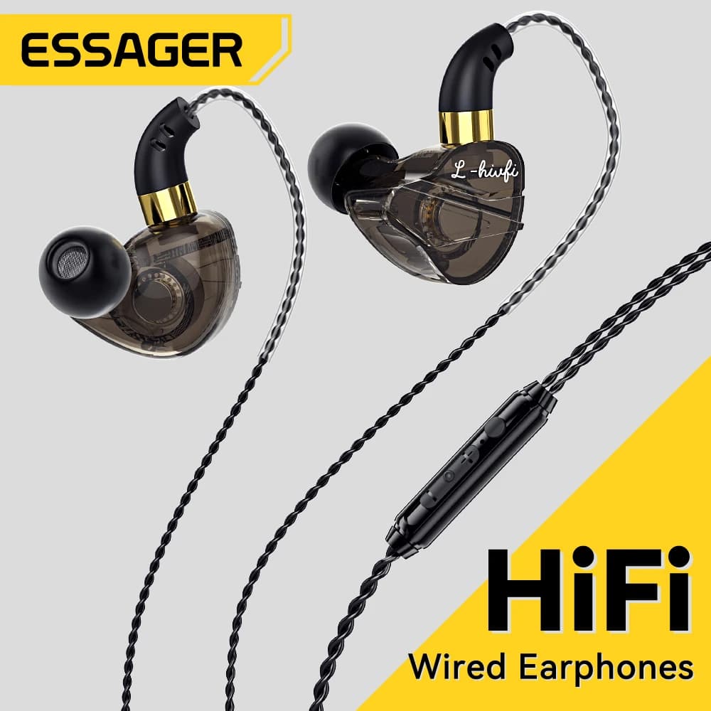 Essager 3.5 mm wired headphones Cable earphones Wired earphones with microphone Stereo earphones Online sports control for phones