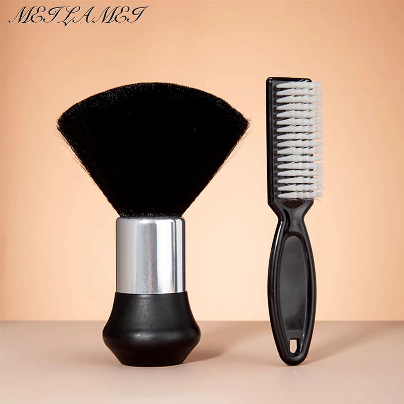 Spazzola morbida per parrucchiere Nera per parrucchiere Spazzare il collo Pulizia dei capelli Spolverino Anello per taglio dei capelli Spazzola per barba Set di pettini per styling