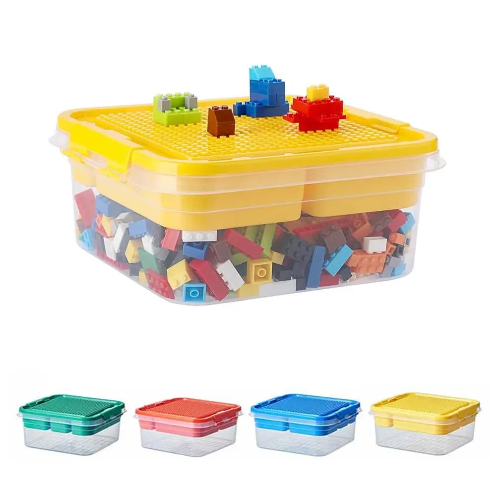 Stackable Building Blocks Storage Box Dustproof Double-layer storage Particle Holder Multi-Compartment Transparent