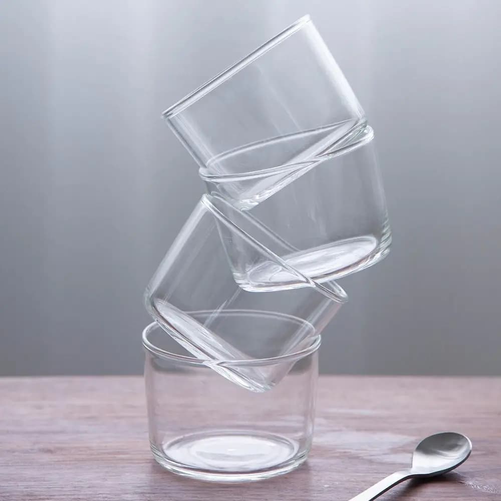 Mini tazza per budino in vetro Piatti per caramelle trasparenti a forma rotonda Ciotole per gelato