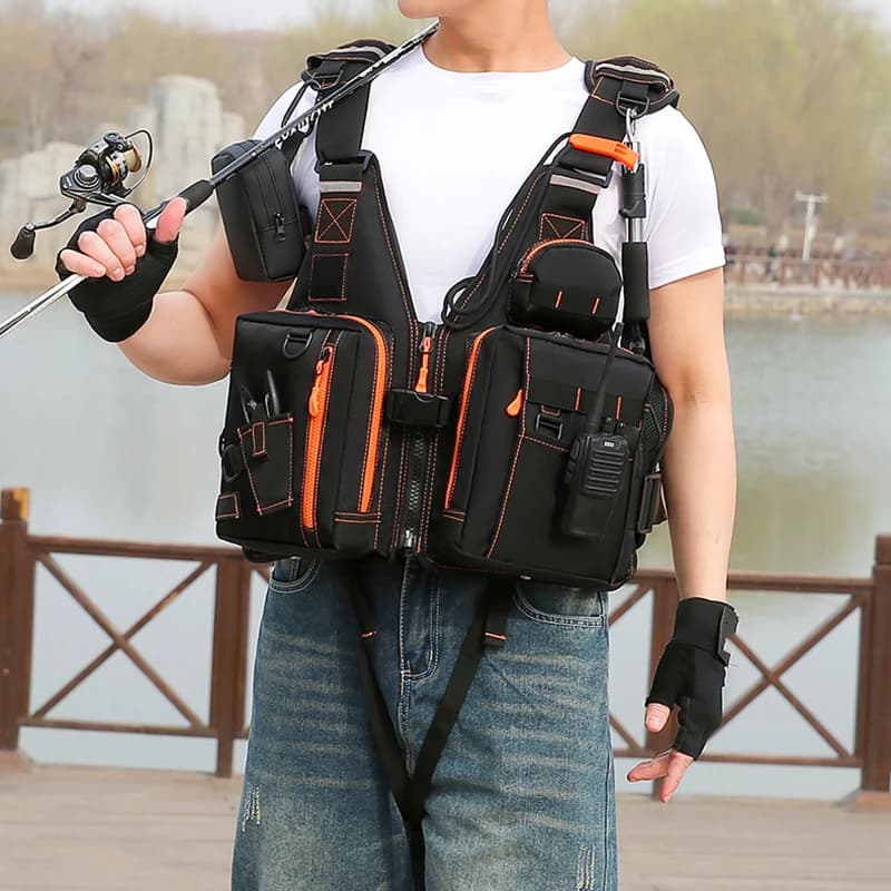 Galleggiabilità Gilet da pesca Sport acquatici all'aperto Alla deriva Canottaggio Surf Gilet da nuoto Zaino Strumenti multifunzionali Giubbotto di salvataggio
