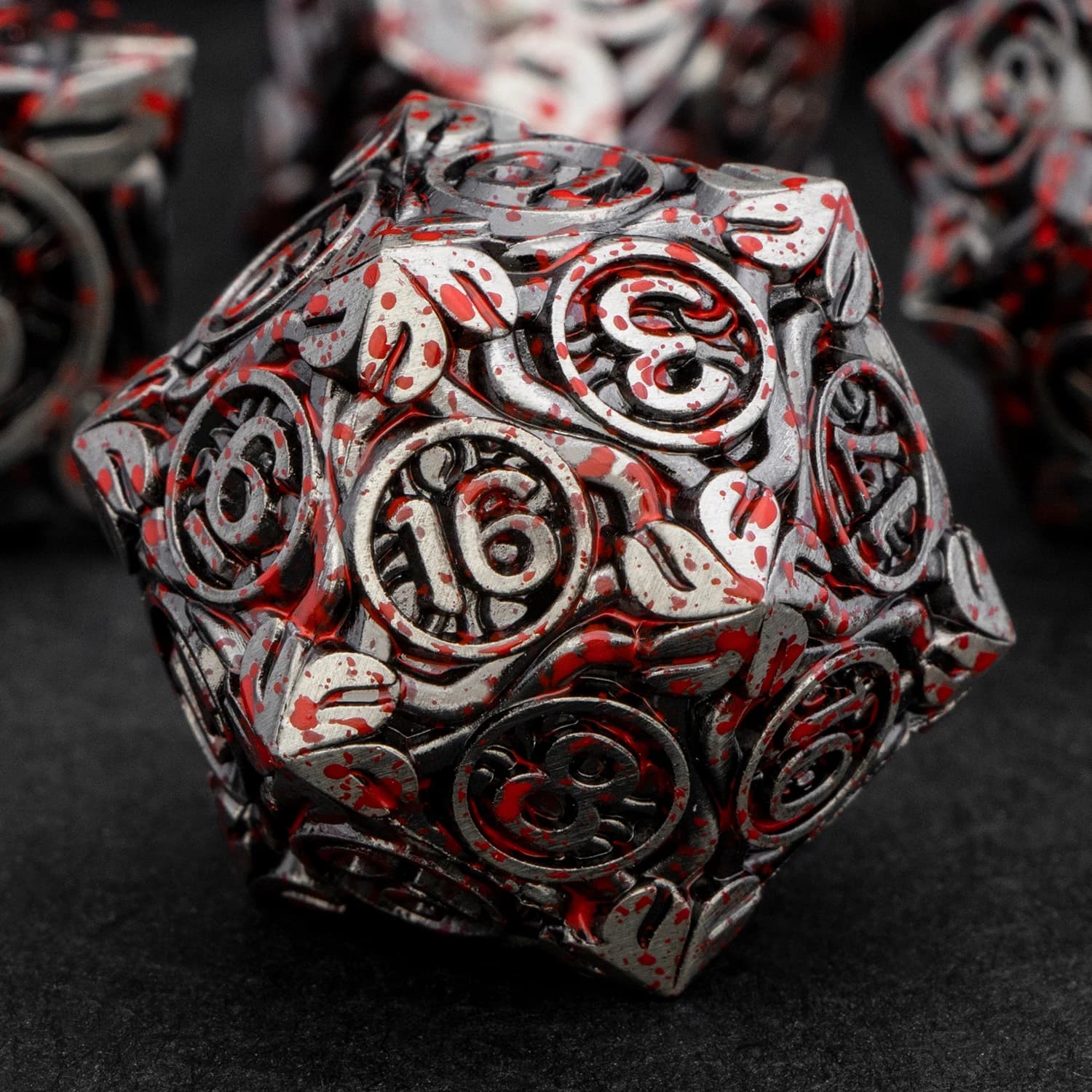 DND Metal Dice Set D and D Blood Dripping Rattan Cane D&D Dungeon and Dragon RPG Polyhedral Larger Role-Playing Game D&D Dice
