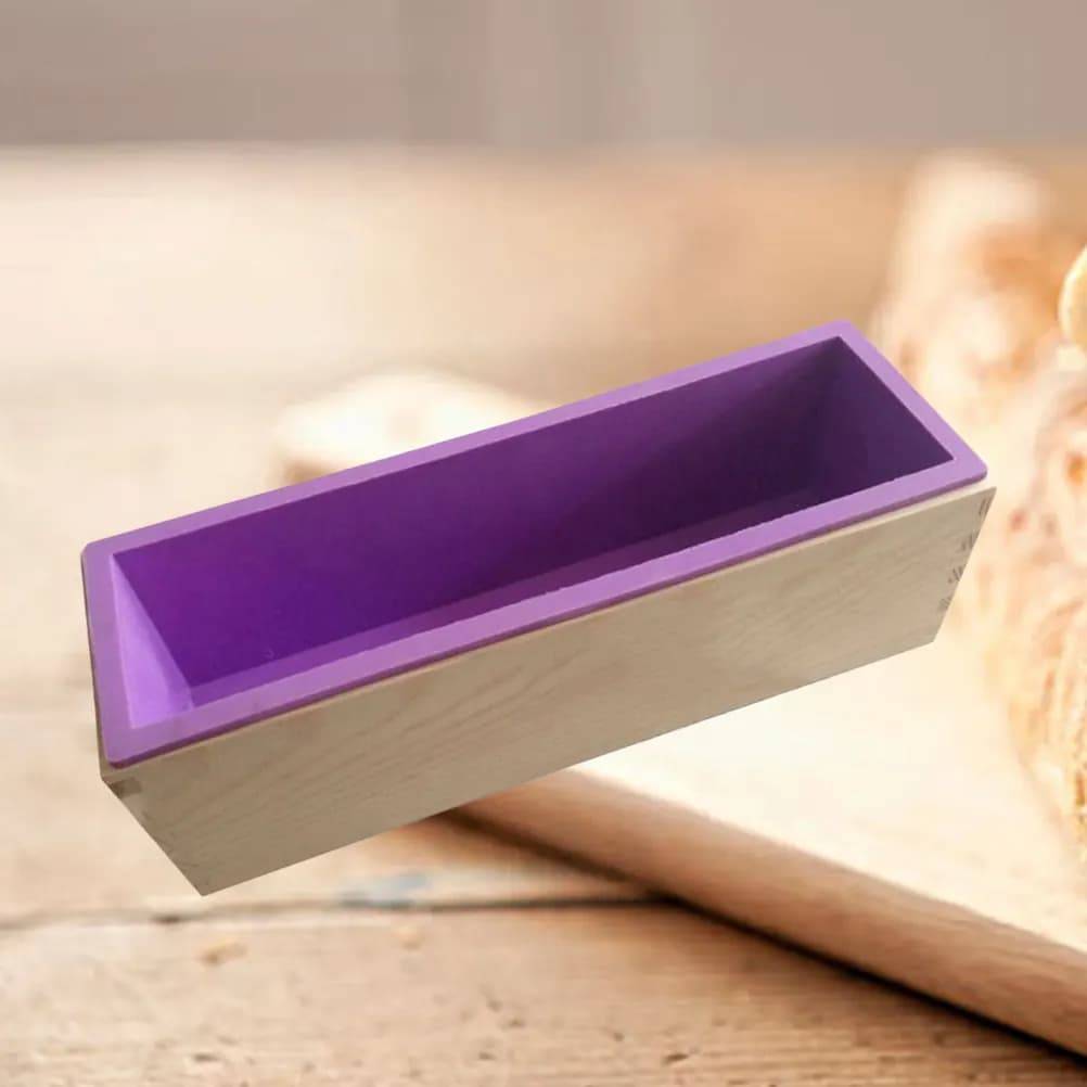 Stampo Rettangolare in Silicone Alimentare Premium con Scatola in Legno per Sapone Fai da Te, Torte, Gelato, Gelatine e Cioccolato