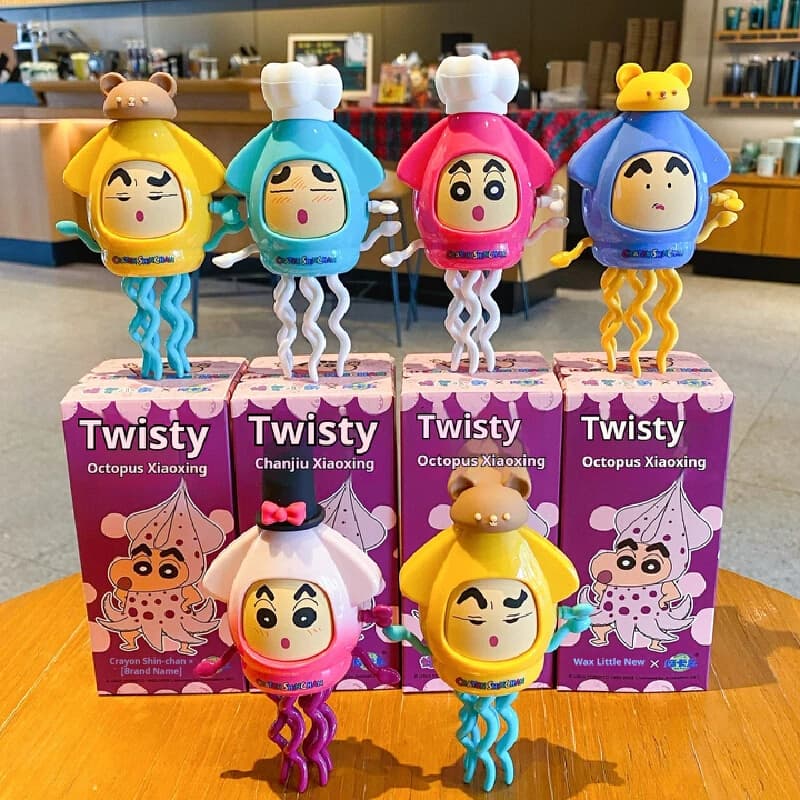 2026 New Crayon-Shin-Chan Blind Box Toys Wind Up Octopus Figurine Trendy Collection Toy Anime Xiaoxin Desktop Ornaments Gifts