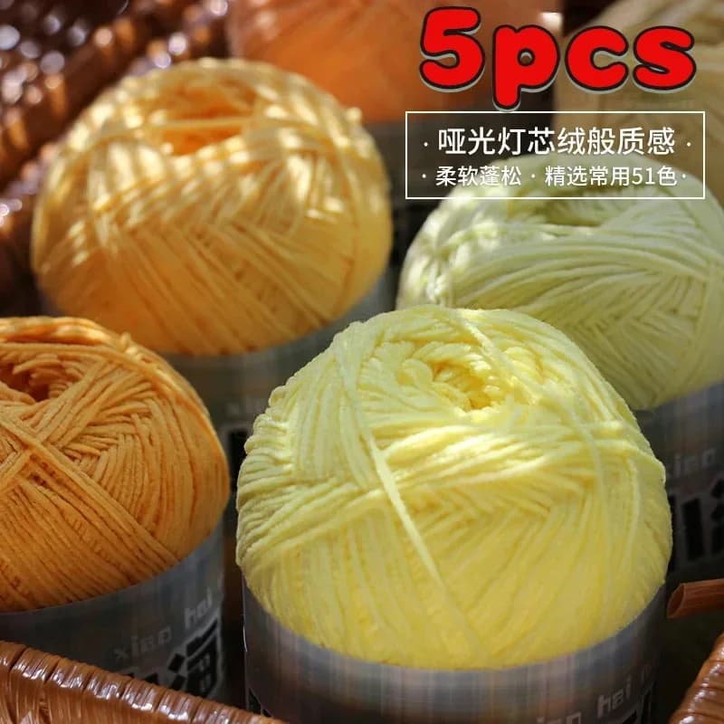 5 pezzi di ciniglia super fine, morbidi e soffici per lavorare a maglia e uncinetto, piccola spugna di lana, velluto a coste opaco, 40 g