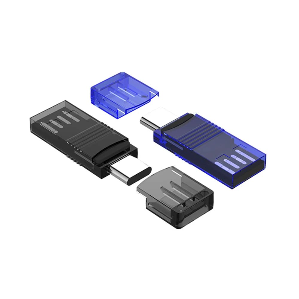 Lettore di Schede USB OTG Type-C 2-in-1, Adattatore Portatile Trasparente per Schede TF/Micro SD per Telefono e Computer