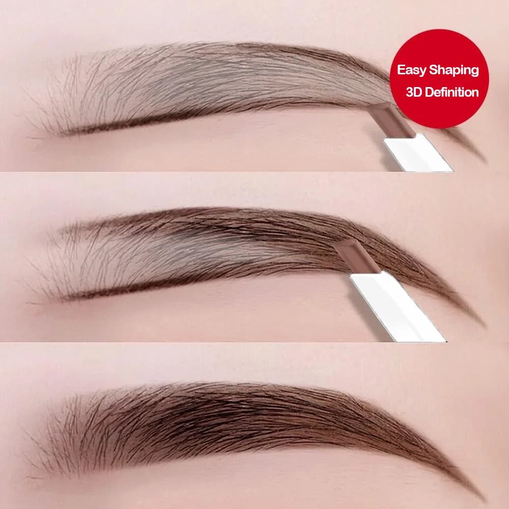 Double-tip thin-headed eyebrow pencil – Waterproof, durable, automatic rotation, brush tip, contour, natural, certified, unisex