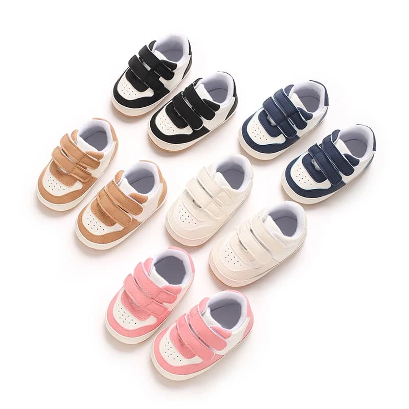 Versione coreana Versatile 0-18M Scarpe da passeggio per bambini Scarpe da bambino con suola in gomma morbida antiscivolo Scarpe sportive casual per bambini